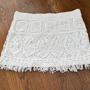 Elegant White Crochet Lace Skirt